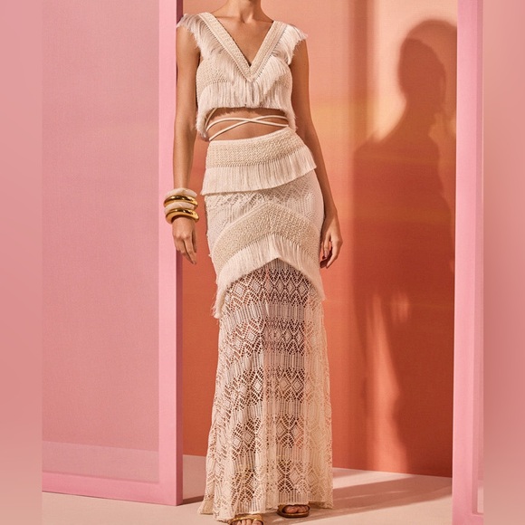 PatBO Samba Fringe Crop Top in off white - Picture 8 of 8